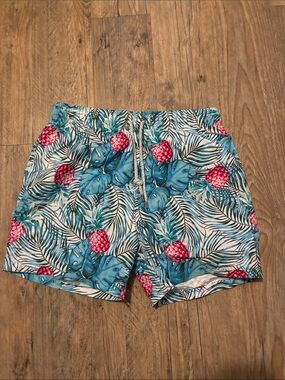 Men's Tropical Pineapple Swim Shorts - Blue & Pink